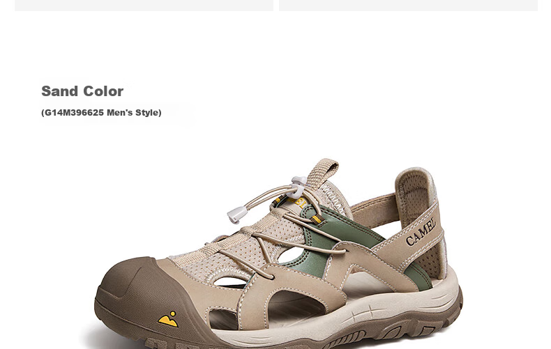 CAMEL Breathable Mesh Water-Repellent Anti-Collision Closed-Toe Urban Outdoor Sports Sandals for Men, G14M396625, Sand Color, Size 40 15