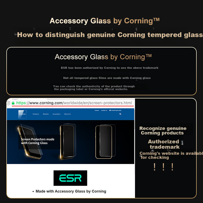 Защитное стекло ESR для iPhone 16 Pro, сертифицированное Corning, противоударное, антиотпечатки, HD Clear