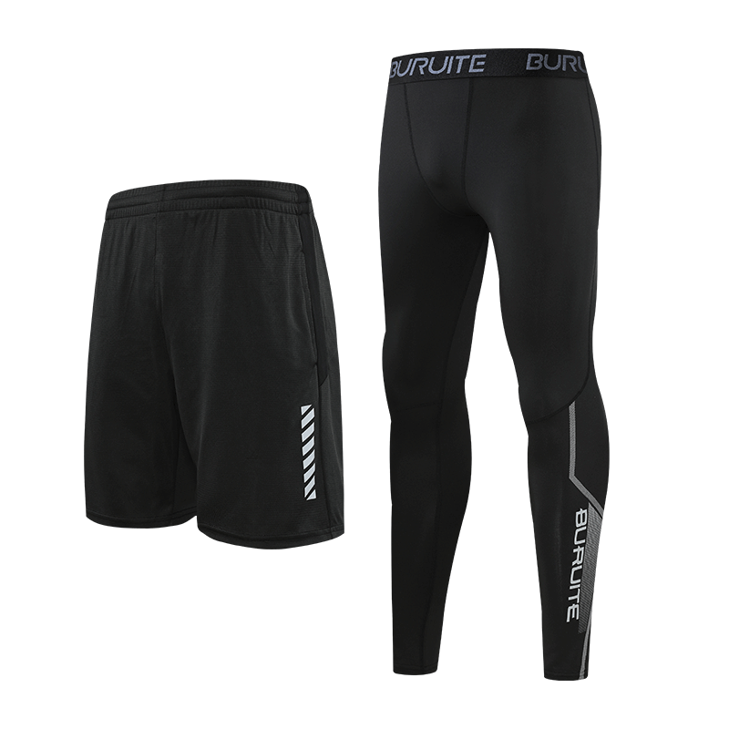 BURUITE Quick-Dry Men's Compression Pants Breathable High-Elastic Training Tights Summer Fitness Yoga Basketball Running Sports Pants