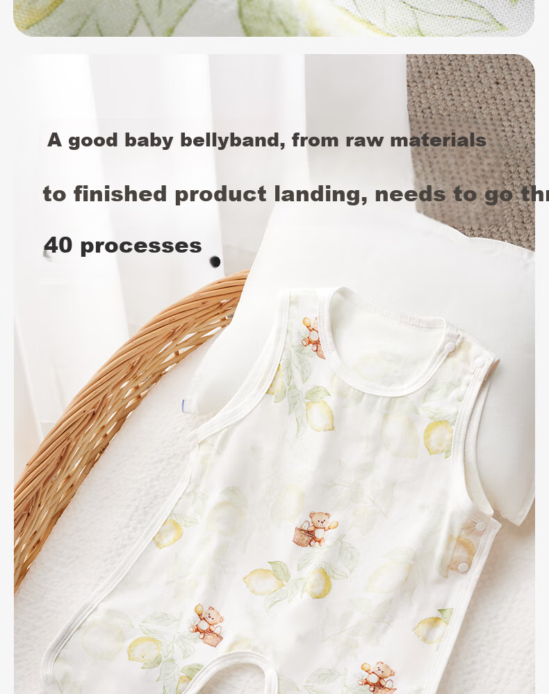 Shiyuejiejing Baby Romper, Summer Thin Style, Bamboo Cotton Gauze Half-Back Belly Pocket, Unisex Children's Bodysuit Vest 12