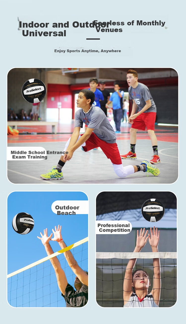 ProSelect Volleyball, Cool Reflective Professional Machine-Stitched, Student High School Entrance Exam Training, Size 5 Hard Volleyball, GV434M 3