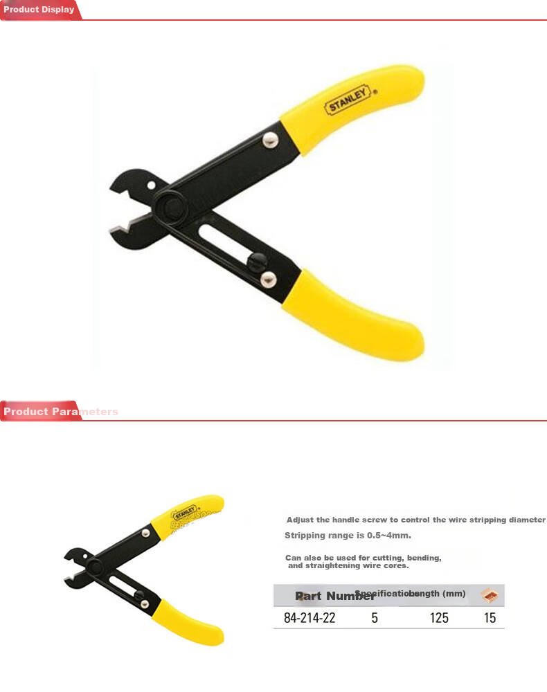 STANLEY Wire Stripping Pliers, 5", 84-214 1