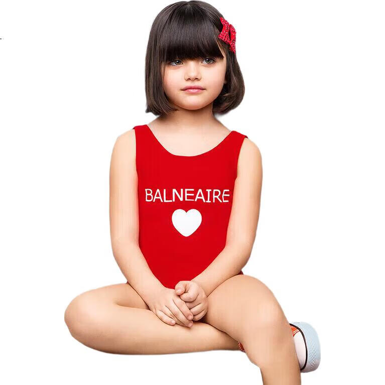 Детский купальник BALNEAIRE, цельный, для девочек, с защитой от солнца, для бассейна и отдыха, яблочно-красный, размер 145