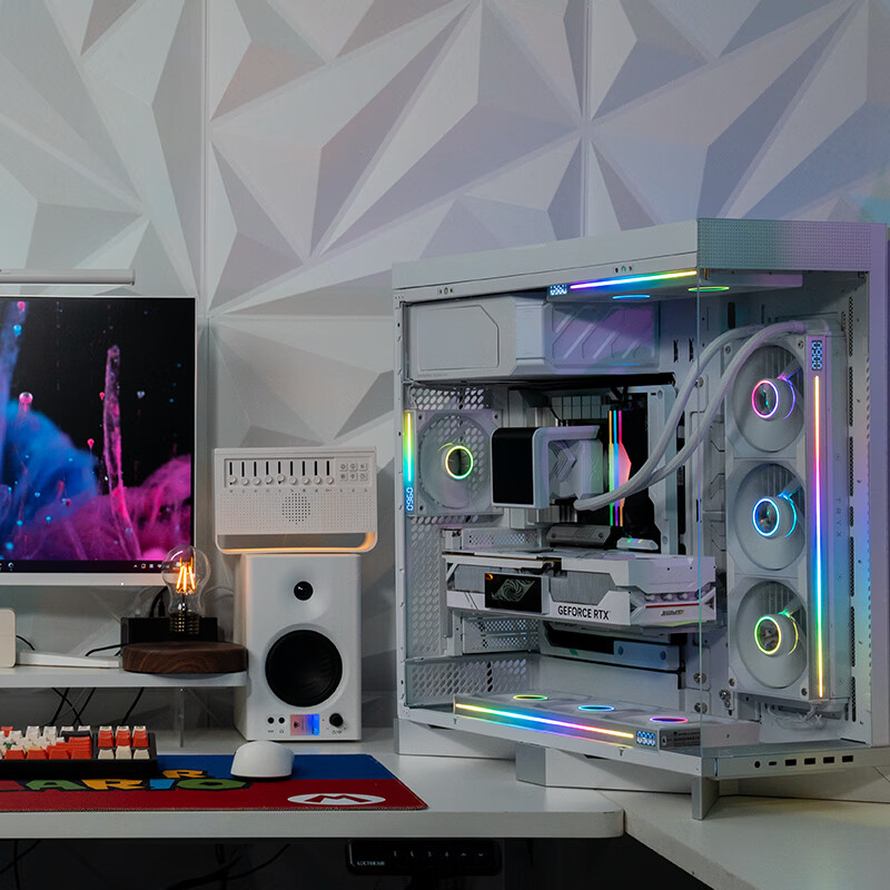 Conglinbao Xinglian Fan 240 Integrated Building Block Fan with Reverse Blades, 12cm Aluminum Blades, Synchronized PWM Speed Control, White Case Fan, ARGB Desktop Computer Quiet Fa