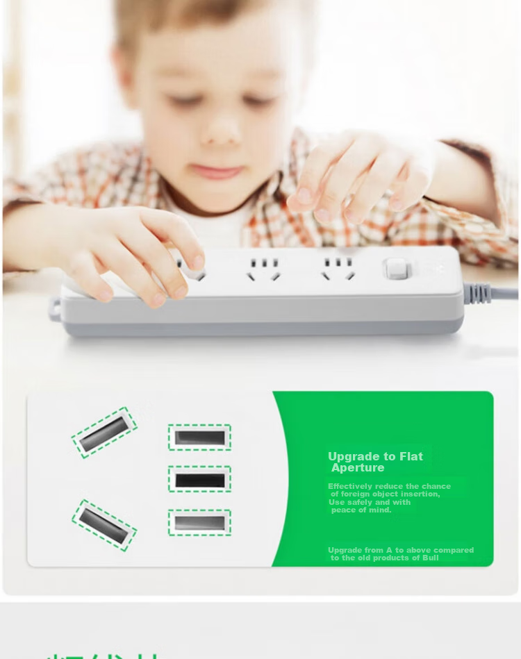 BULL Power Strip Socket Extension Cord, 4 Outlets with Master Switch, 3 Meters, 10A 250V, GN-410 All-White Power Strip 7