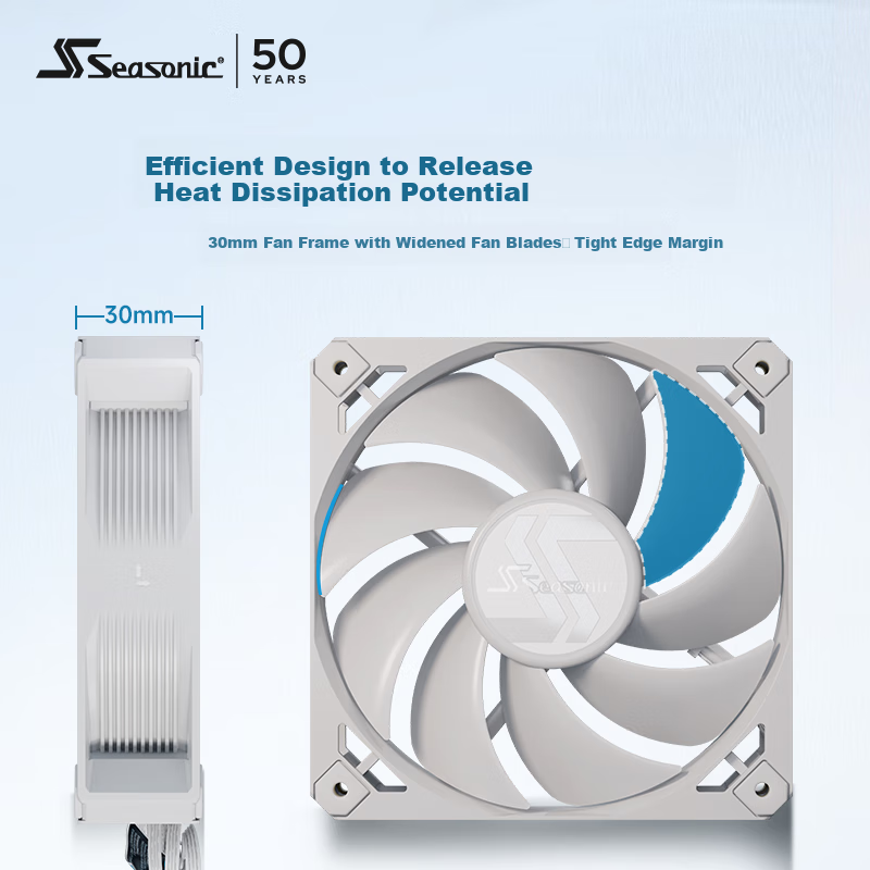 Промышленный вентилятор SEASONIC MAXFlow 12см, белый, одинарный комплект