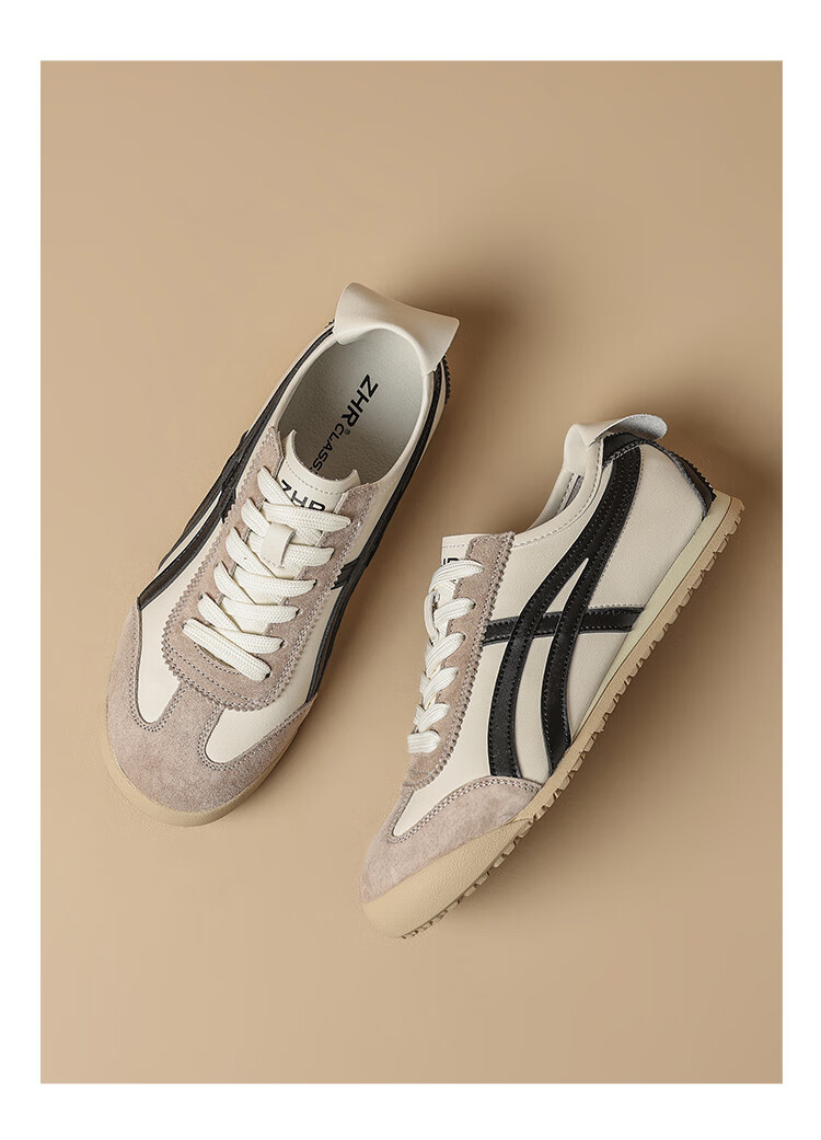 ZHR Dexun Women's Shoes, 2026 New Style White Sneakers for Women, Lightweight Flat-Bottomed Sports Shoes, BT102PP, Beige And Black, Size 35 14
