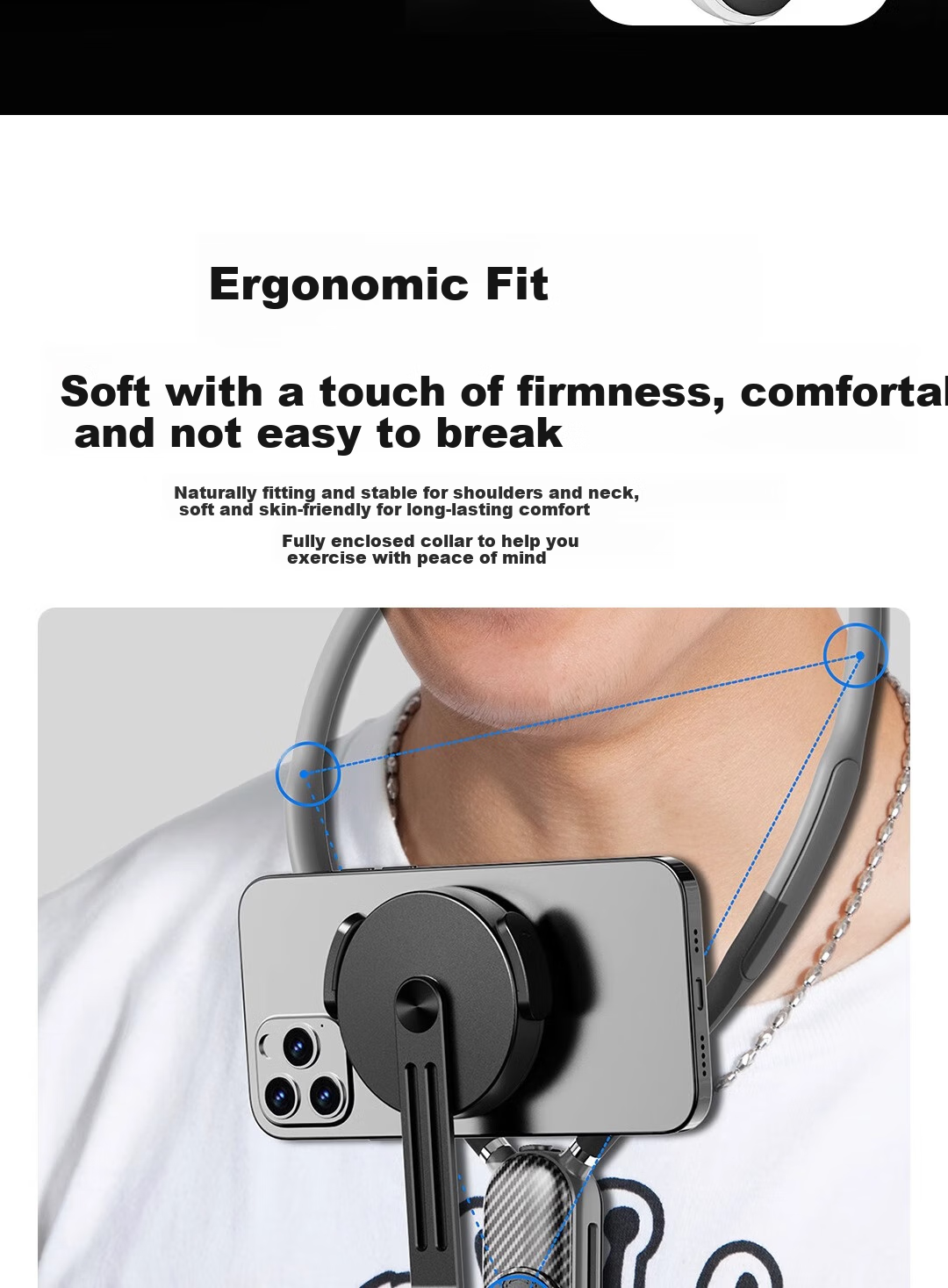 FUNSNAP Magnetic Neck Strap Phone Holder, Chest-Mounted First-Person View Stand, Outdoor Cycling Fishing Shooting Photography Handle [Magnetic Model] 7