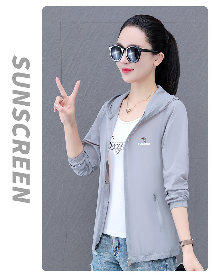 Woodpecker Women's Ice Silk Sun Protection Jacket Summer Hooded Breathable UV Protection Outdoor Sunscreen Coat Blue L 18