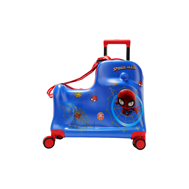 Mesuca Disney Children's Suitcase, Rideable And Seatable, Password-Protected Trolley Case, Spider-Man Box, 20 Inches, for Ages 2-6