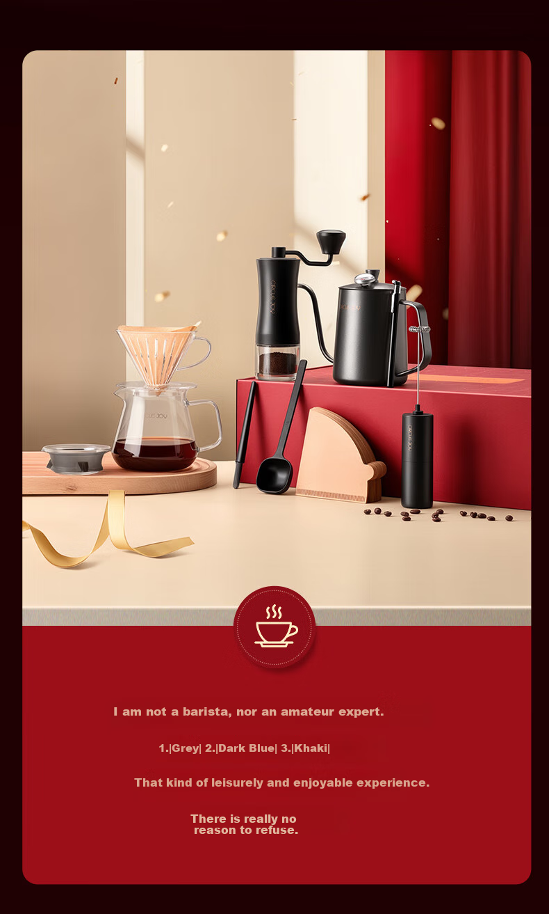 Circle Joy Pour-Over Coffee Maker Gift Set, Hand Grinder Coffee Machine, Hand-Cranked Coffee Bean Grinder, Manual Pour-Over Brewing Set 18