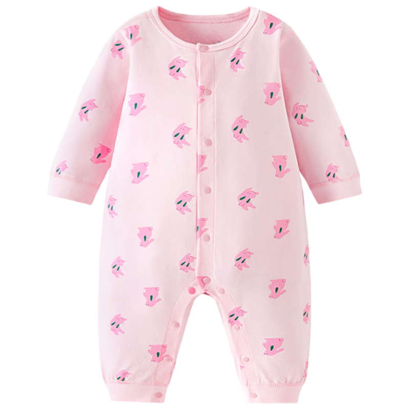 Minibala [Plant Core] New Baby Romper, Pure Cotton, for 100-Day Celebration And Full Moon, Infant Clothing with Knee Protection And Long Sleeves
