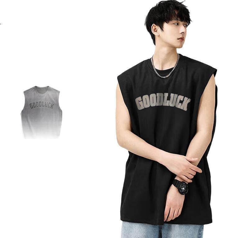 I'M DAVID Men's Round Neck Sports Tank Top, Sweat-Wicking Breathable Sleeveless T-Shirt, Basketball Jersey, Loose Casual Vest