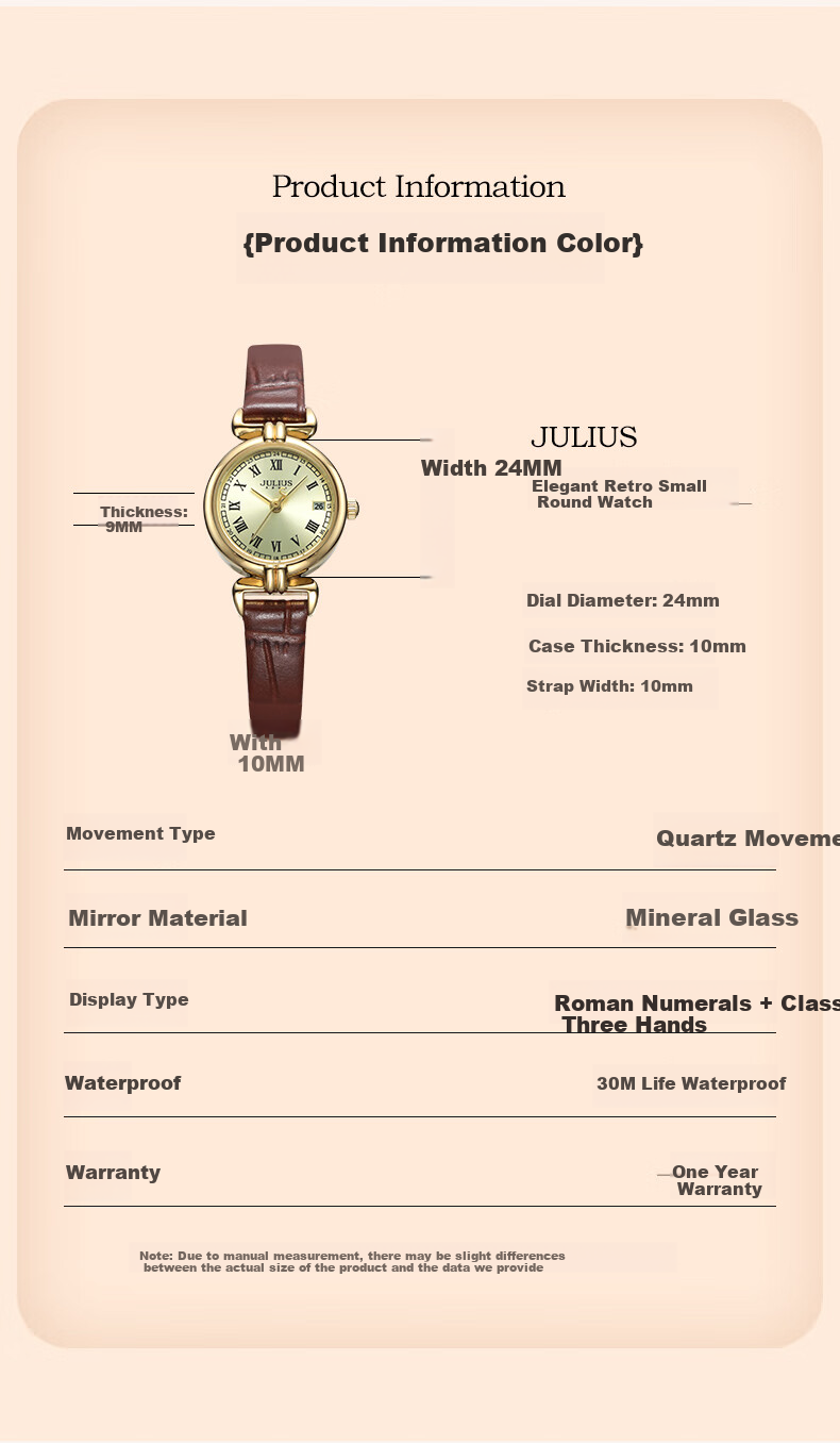Julius Watch for Women, Korean Style Exquisite Small Square Zirconium Waterproof Quartz Student Ladies Watch, Wine Red JA-1064D 6