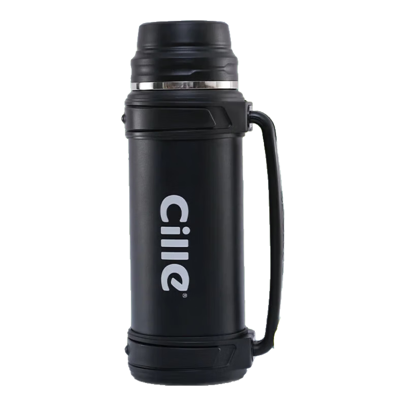 Cille Large Capacity Travel Kettle 304 Stainless Steel Household Electric Kettle Car-mounted Vacuum Outdoor Insulated Water Bottle Black 1.9L