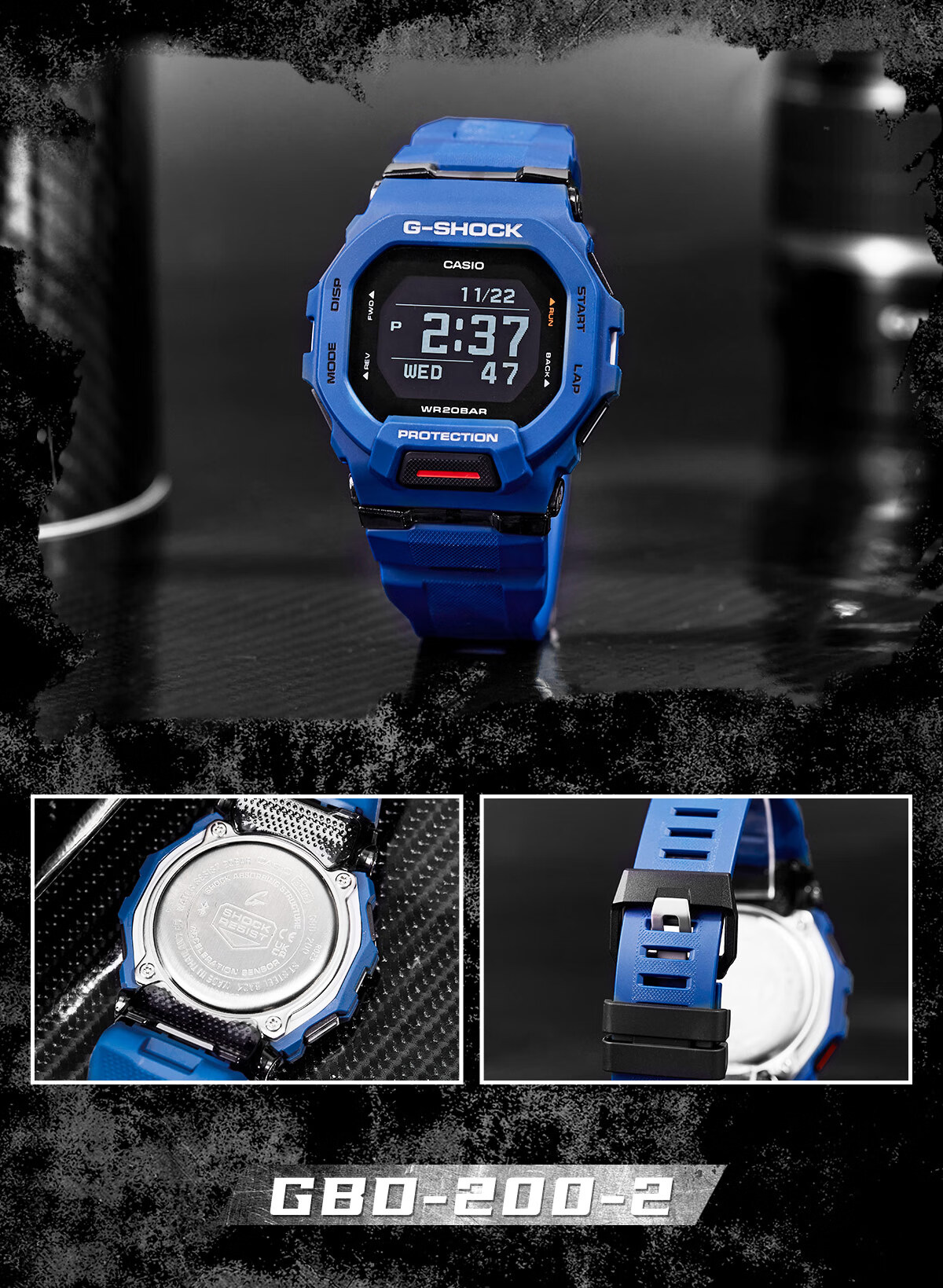 CASIO G-SHOCK Men's Watch, Waterproof, Bluetooth, Multifunctional, Running Sports, Electronic Display, Valentine's Day Gift, GBD-200 10