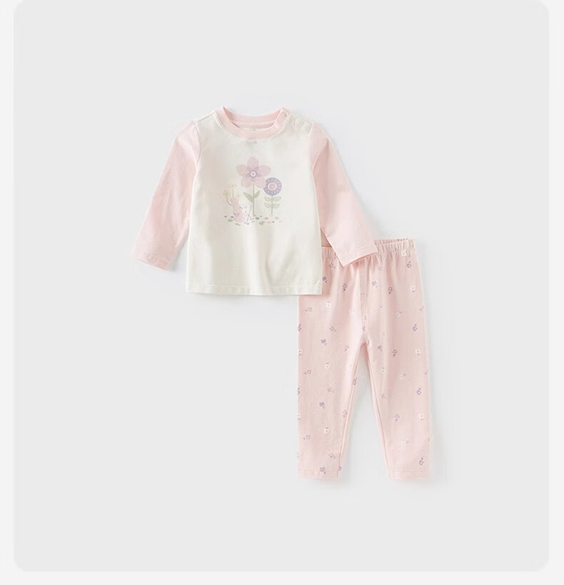 DAVE & BELLA Children's Underwear Set Spring Girls' Thermal Underwear And Pants, Home Wear, Baby Girl Pajama Set 6