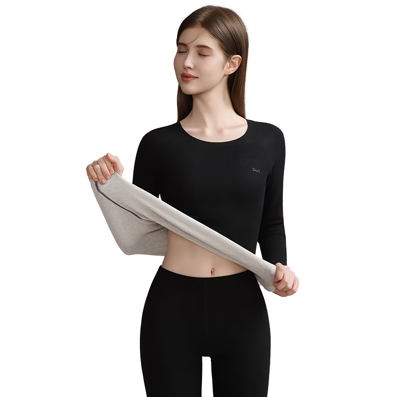 MiiOW Women's Thermal Underwear Set with Goose Down, Cashmere, and Silk - Fleece Lined, Thickened, German Velvet Heat Retaining Autumn Top and Bottom