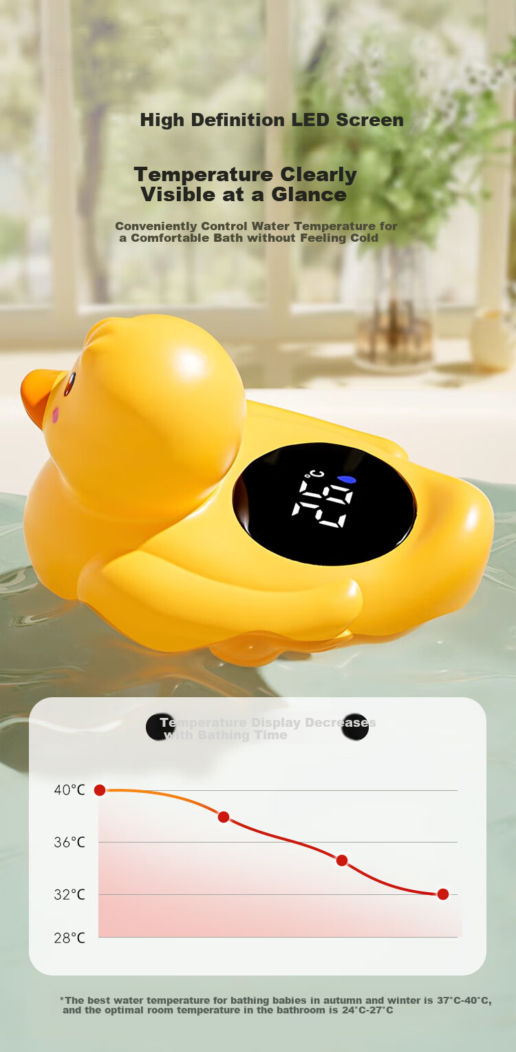 DOCTOR MA Baby Bath Thermometer, Infant Indoor Water Temperature Meter, Electronic Thermometer for Newborns, Little Yellow Duck 2
