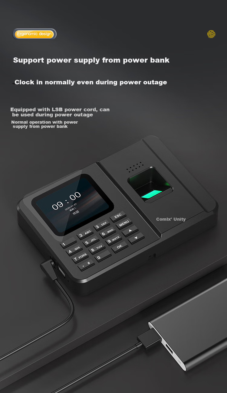 COMIX Attendance Punch Clock Sold by JD Facial Recognition + Fingerprint + Palm Vein Attendance Machine for Work Check-In No Network Or Software Required, One-Click Export Reports F3770S 7