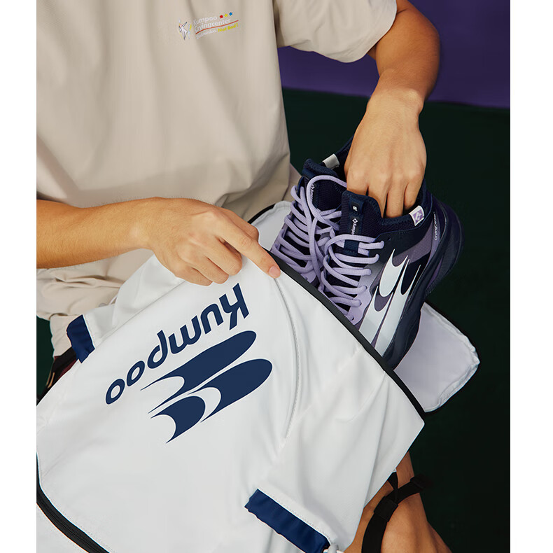 KUMPOO KB-528.CCC White Badminton Backpack with Large Capacity, Independent Shoe Compartment, and Xunfeng Crying Center Collaboration 12