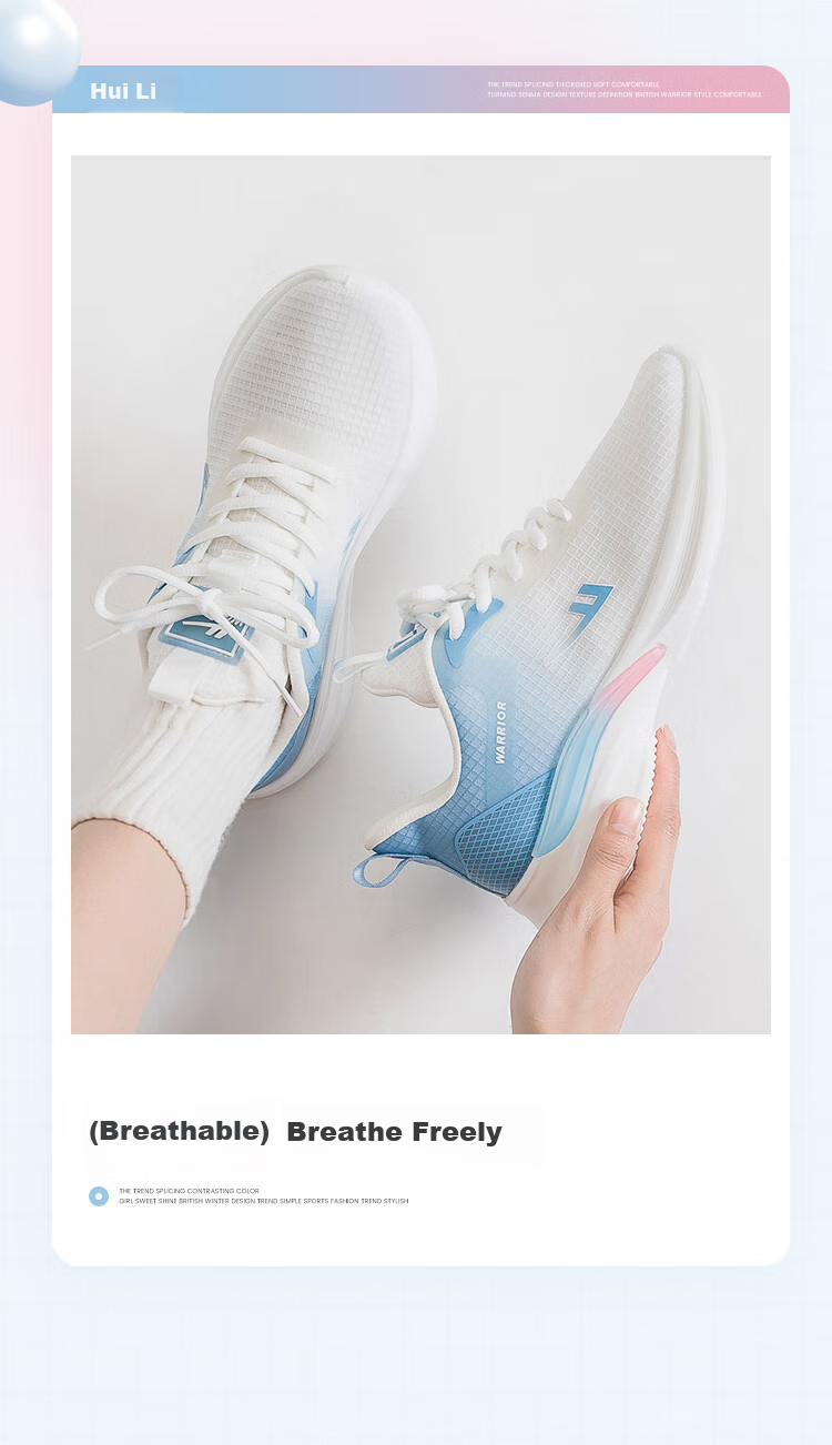 Huili Official Women's Shoes, Summer Breathable Mesh Sneakers for Women, 2026 New Style Women's Footwear, White And Blue, Size 37 3