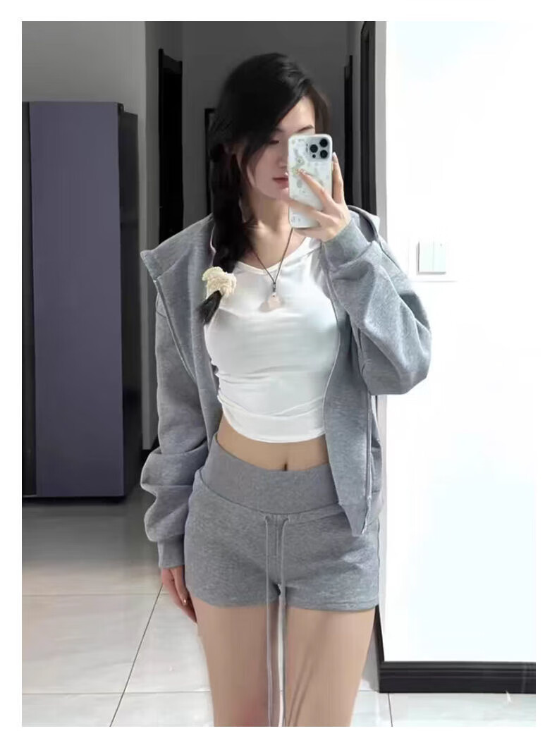 Langsha Women's Sports Shorts 2026 New American Slimming Three-Quarter Casual Drawstring High-Waist A-Line Hot Pants 13