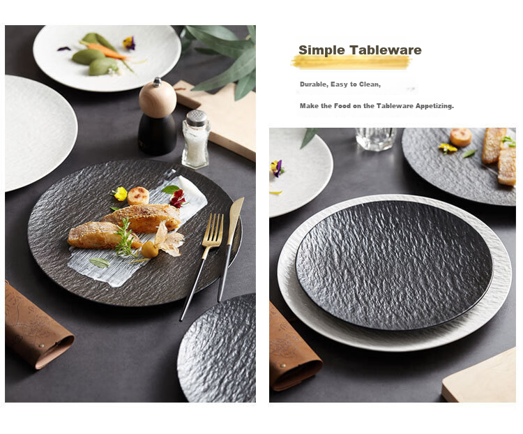 Canjiangjun Ceramic Western Dinner Plate, Underglaze Color, 8.5 Inches, Salad Plate, Steak Plate, Dumpling Plate, 1 Piece, White 10
