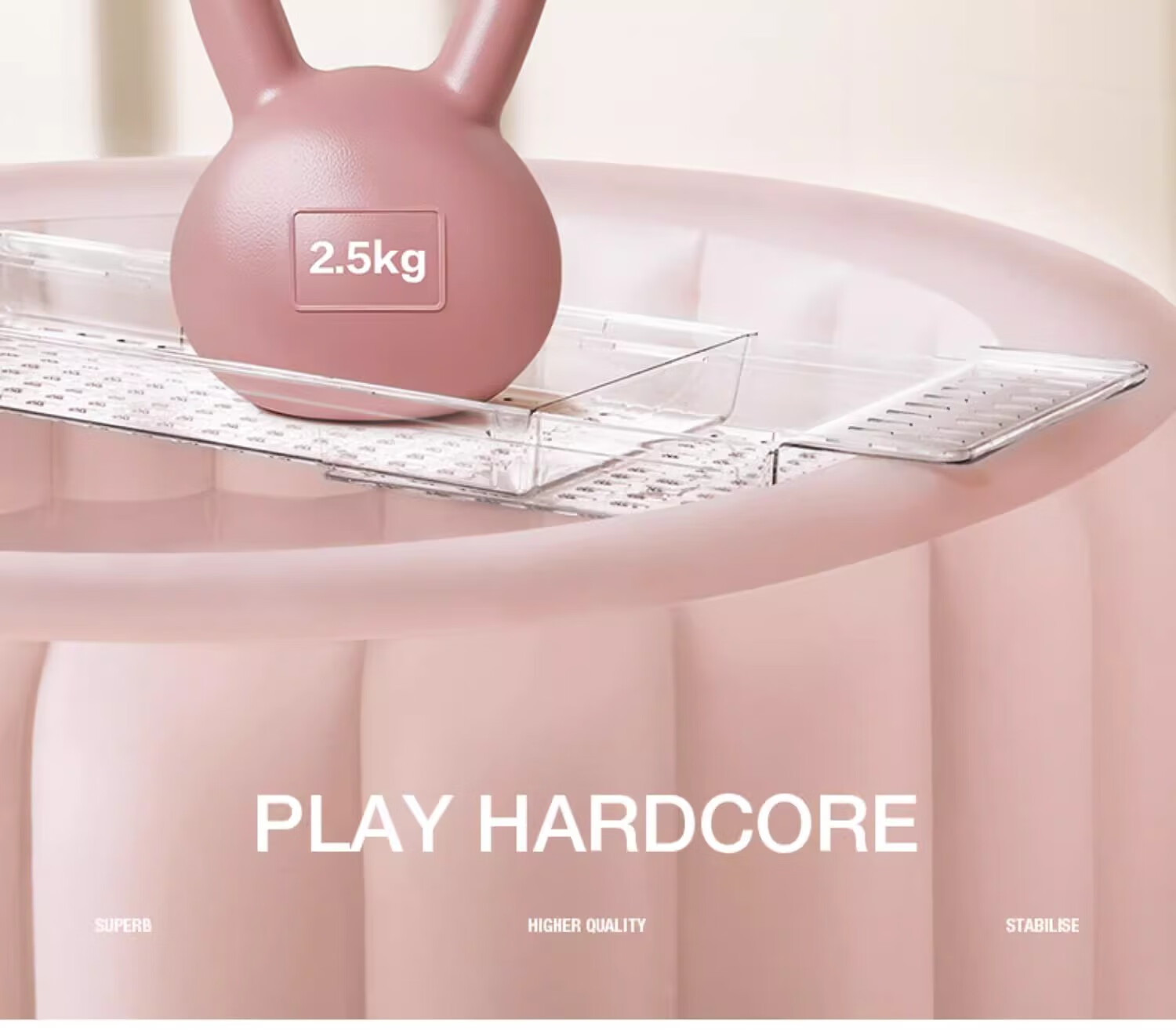 LALAPERCARE Bathroom Round Bathtub, Soaking Tub, Bathing Tub, Shower Tub with Storage Rack, Extendable 56.5-80cm Acrylic 6