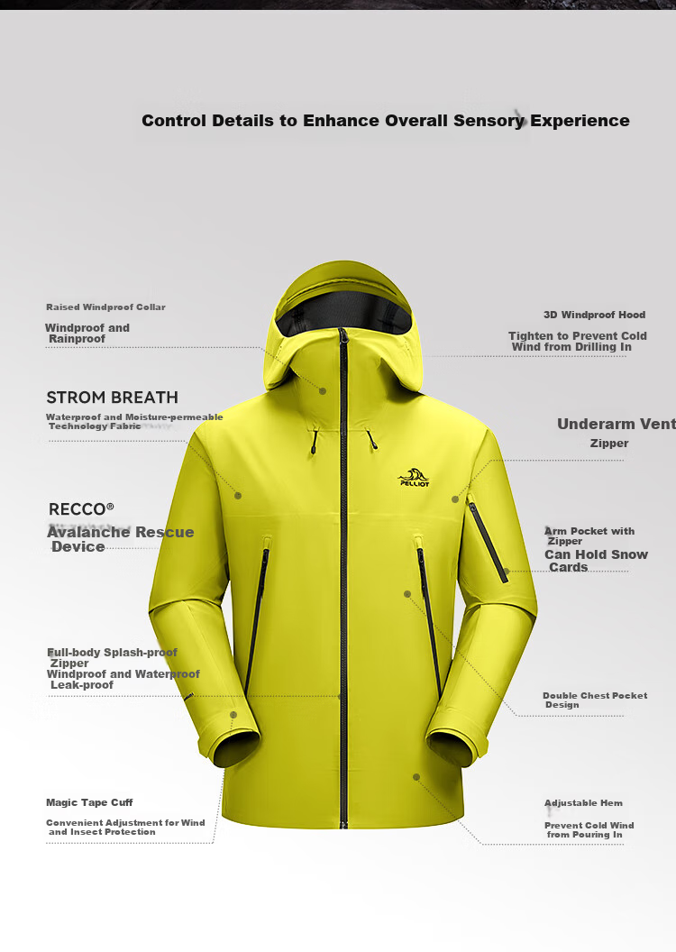 Pelliot [Yanke Pro] Hard Shell Jacket for Men And Women, Spring And Summer Waterproof Windproof Mountaineering Coat, Model 124301070 9