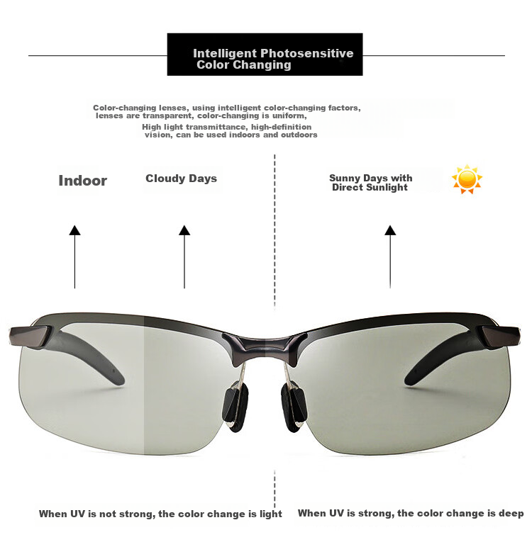 Adandyish Electric Road Bike Glasses, Cycling Photochromic Sunglasses, Sports Protective Eyewear, Fishing Day And Night Dual-Use Windproof Dustproof Glasses 4