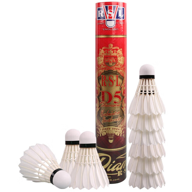 RSL Badminton D5 Goose Feather Professional Competition Durable Stable 76 Speed 1 Tube 12 Pieces