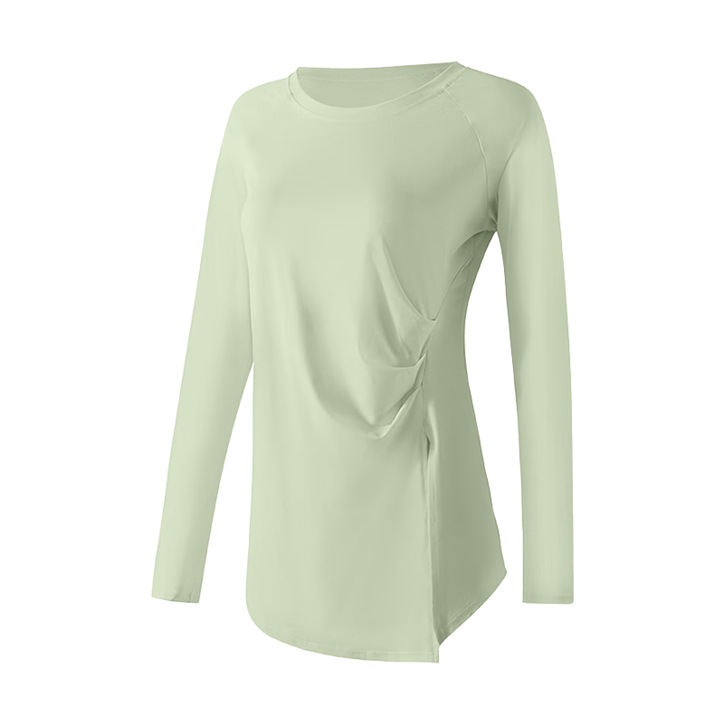 XUEXIMAN Women's Quick-Dry Long Sleeve Yoga Top Mid-Length Slim Fit Breathable Pilates Fitness Shirt