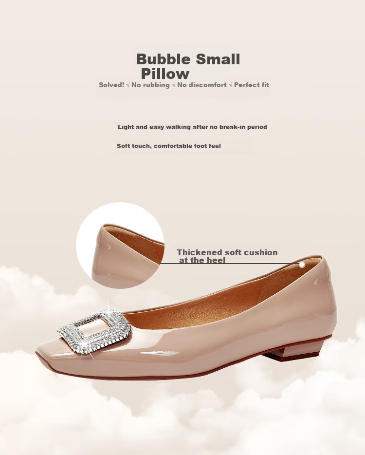 PT'SON Rhinestone Flats for Women, Autumn 2026 French Versatile Flat Shoes, Soft Lambskin Flats, Silver, Size 34 13