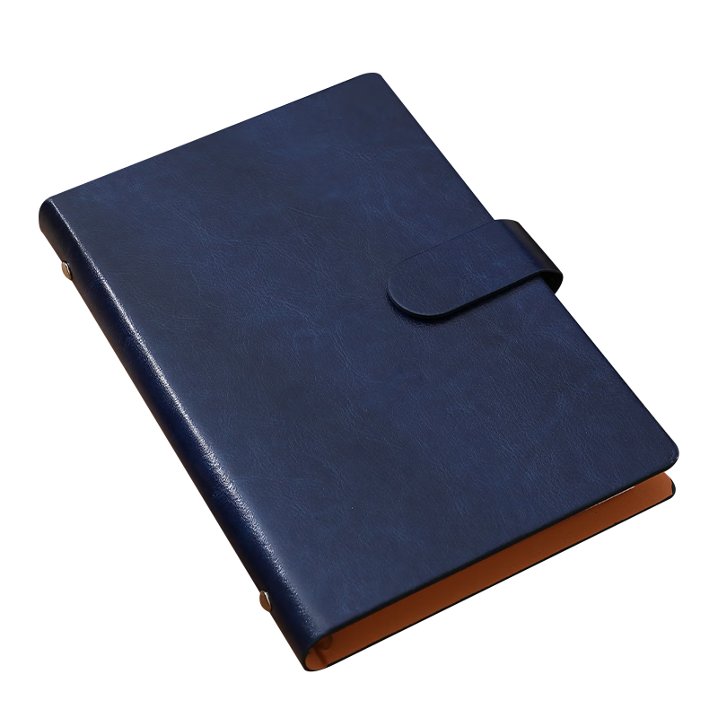 Jiaranheng Business Premium Thickened A5 Leather Cover Loose-Leaf Notebook with Buckle Office Meeting Notes Simple Diary Detachable Journal Blue