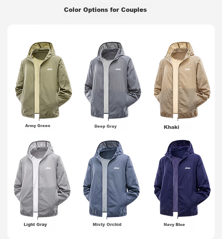 JEEP [UPF50+] Sun Protection Clothing for Men, Summer Ice Silk Breathable Quick-Dry Jacket, Men's Wear 1899, Light Gray, 4XL 13