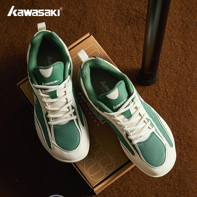 KAWASAKI Badminton Shoes for Men, Boundless Shock Absorption, Non-Slip, Breathable, Sports Running Training C32012 Green 38