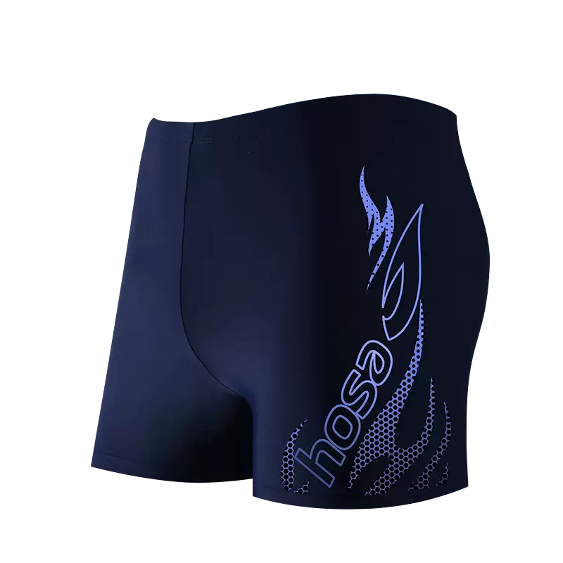 Hosa Men's Boxer Swim Trunks, Large Size Anti-Embarrassment Swim Shorts, Non-Clinging Hot Spring Men's Swimwear, Navy Blue, 3XL