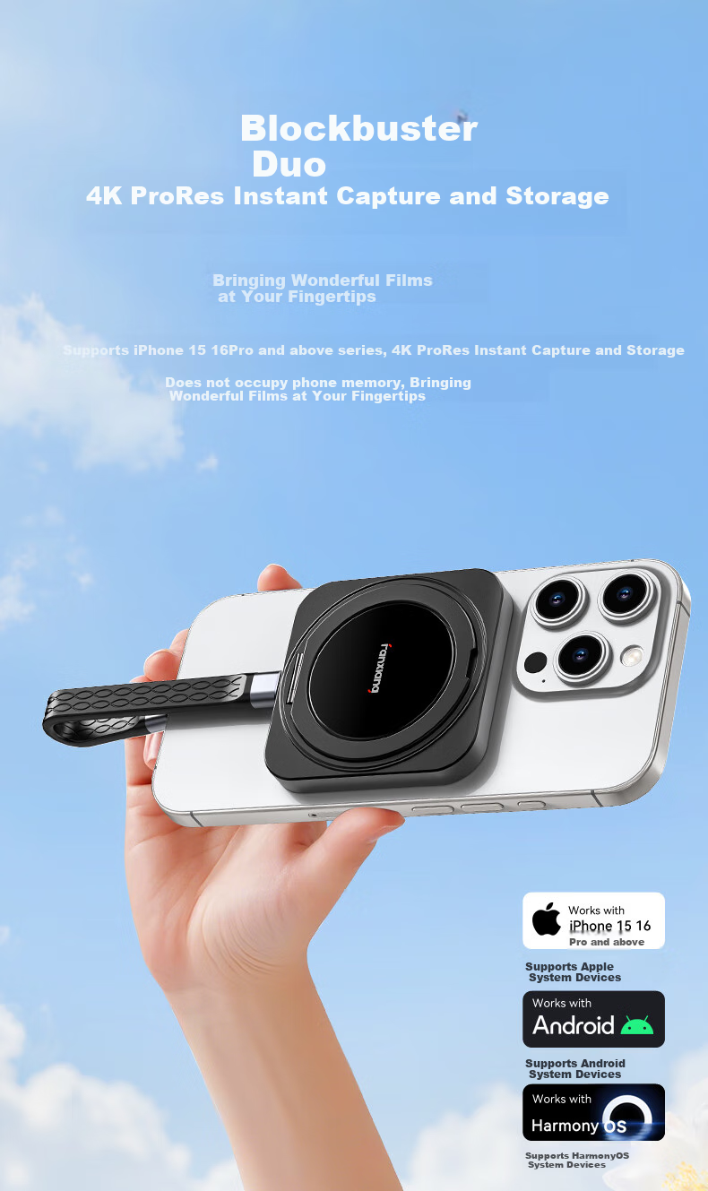 FANXIANG 1TB Magnetic Suction Portable Solid State Drive (PSSD), Direct Phone Connection, with Stand, USB3.2 High-Speed Reading 2000MB/S, Portable External Hard Drive PS2006 7