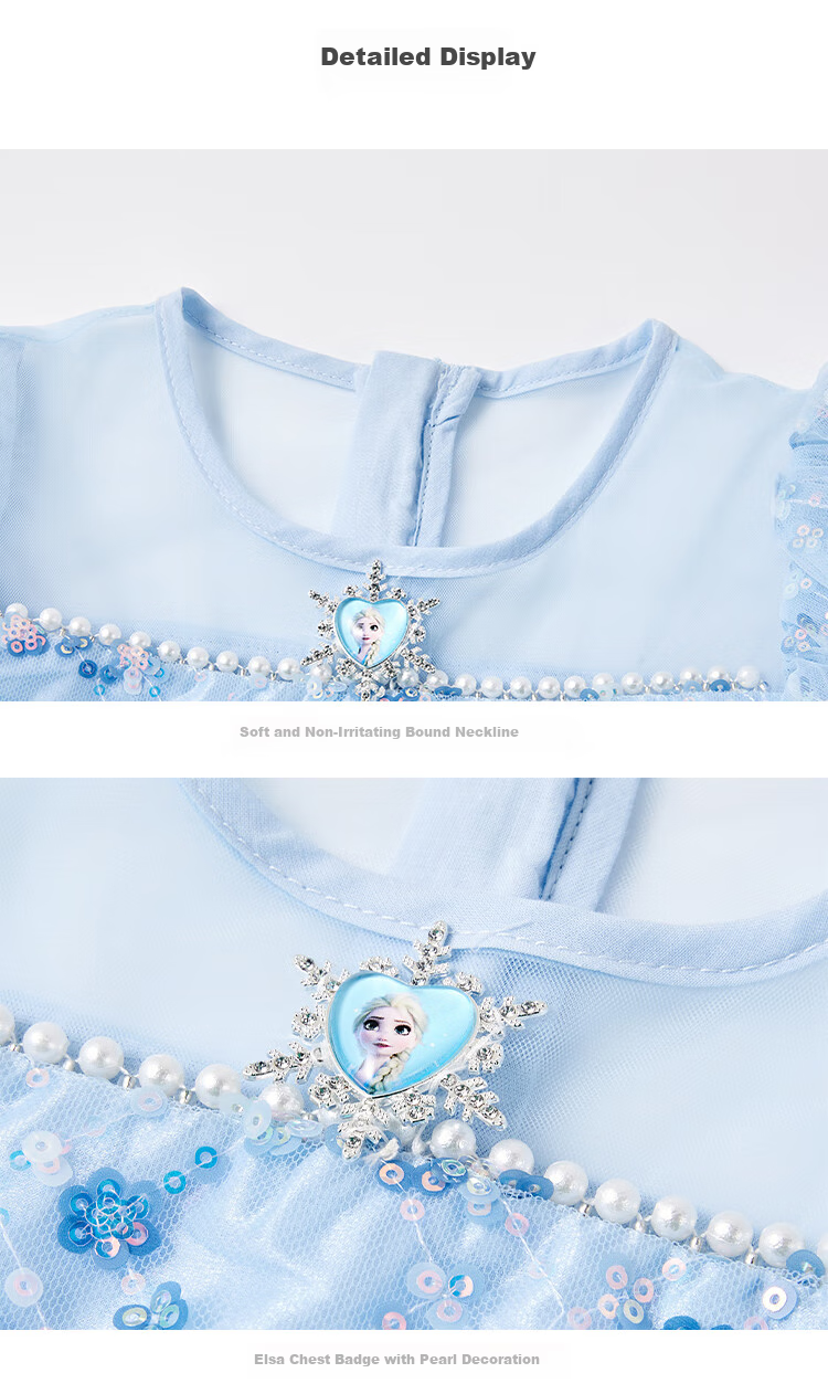 Disney Elsa Girls' Princess Dress, New Summer Dress for Girls, Children's Clothing for Summer 2026, New Style Kids' Outfit 2