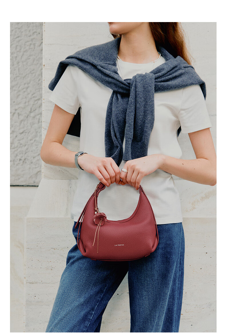 La Festin Top-Grain Leather Crescent Bag for Women, 2026 New Style Genuine Leather Handbag, Shoulder Crossbody Underarm Bag, Birthday Gift for Wome 7