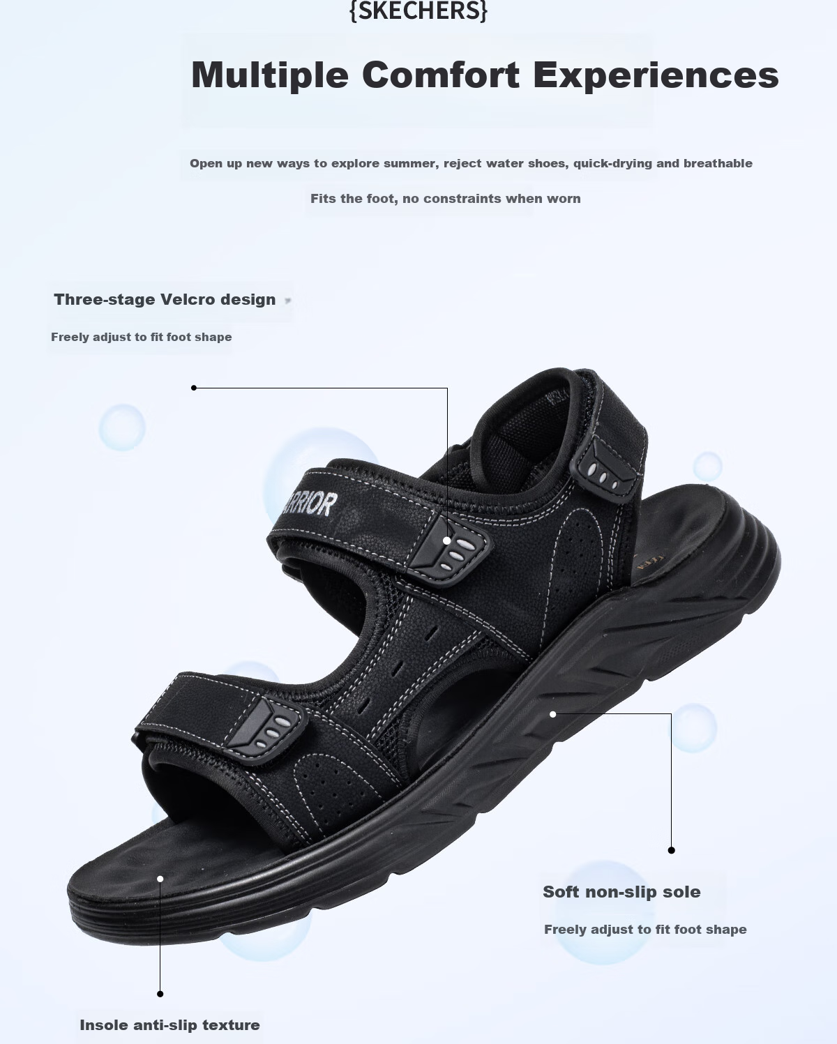 Huili Men's Sandals, Summer Outdoor Breathable Comfortable Beach Shoes, Non-Slip Wear-Resistant Versatile Casual Shoes for Men, Black, Size 42 6