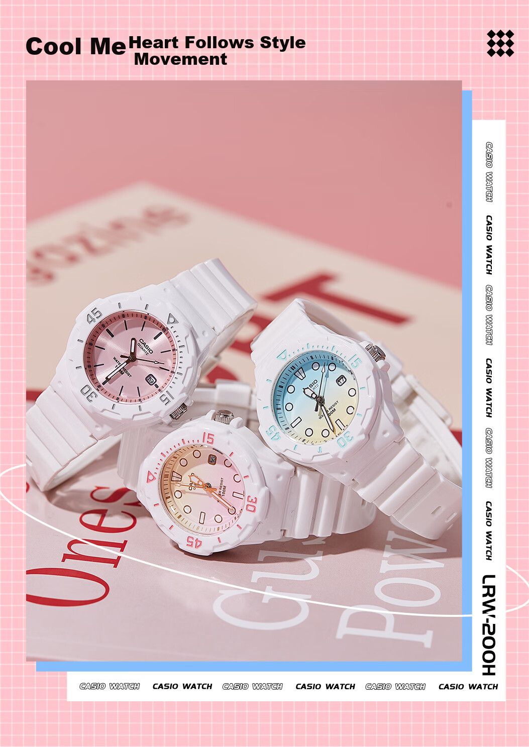 Casio Watch for Women Students, Exams, Children's Analog Watch, Luminous, Sports, Waterproof, Quartz Watch for Men And Women LRW-200H 1