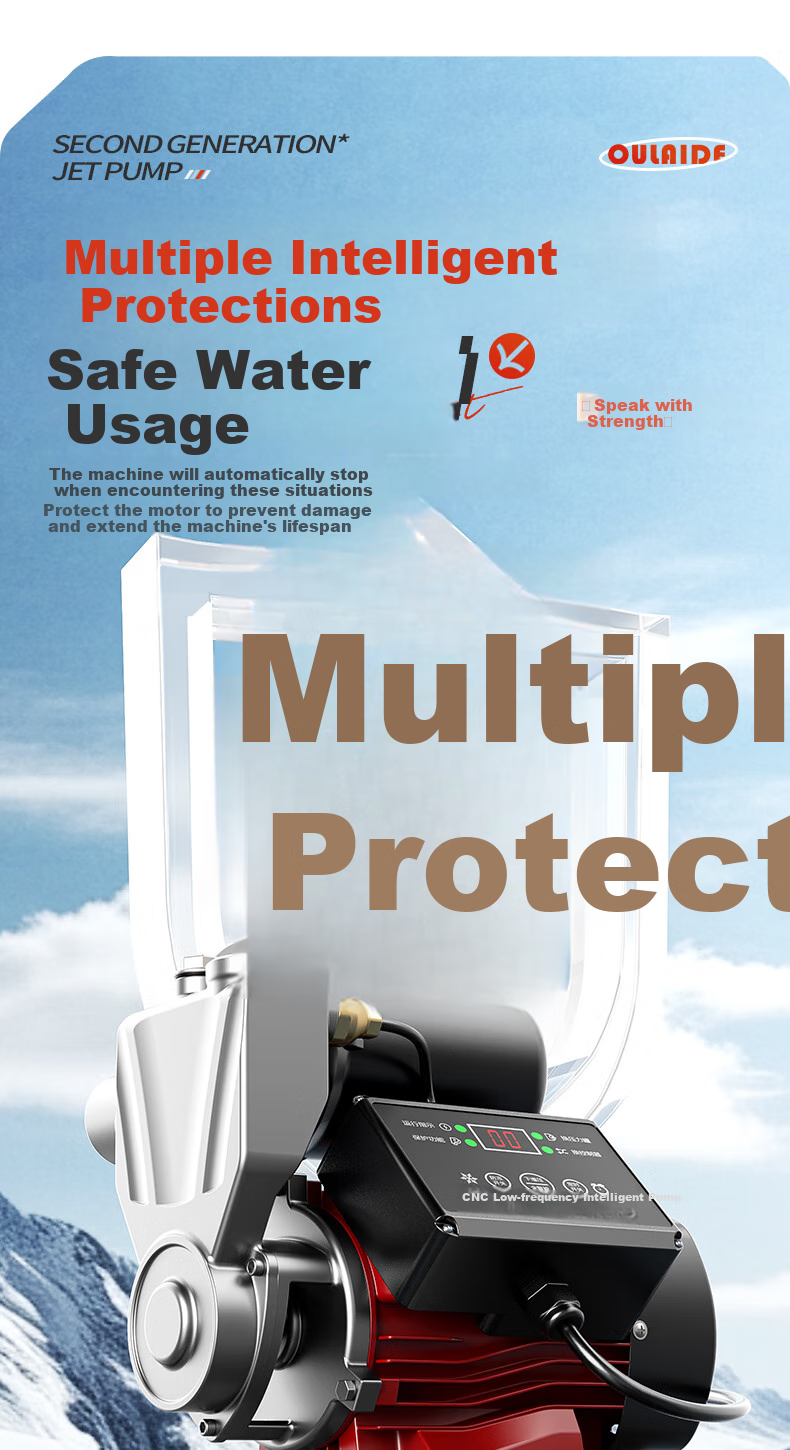 Oulaide Booster Pump, Household Fully Automatic Pressure Booster, Water Heater, Home Shower, Tap Water, Self-Priming, Non-Mute Booster Pump 11