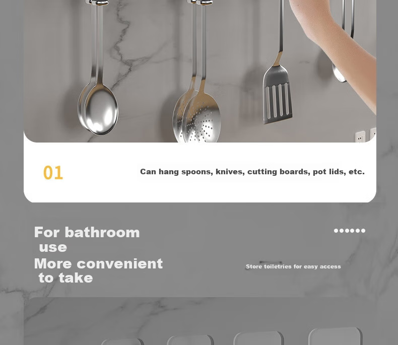 Bingyou Large Hooks, Adhesive Hooks, Pack of 10, Strong And Traceless, Extra Large, for Kitchen And Bathroom, No Drilling Or Nailing Required, Door-Back Coat Hangers 24