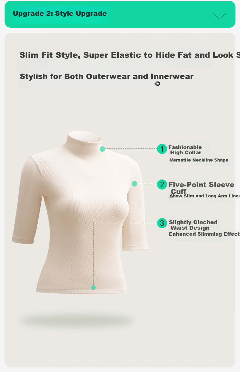 Jianyun Modal Cotton Turtleneck Base Layer, Women's Thin Inner Wear, Slim-Fit Short-Sleeve Undershirt, Can Be Worn As Outerwear, Five-Point Short-Sleeve Base Top 10