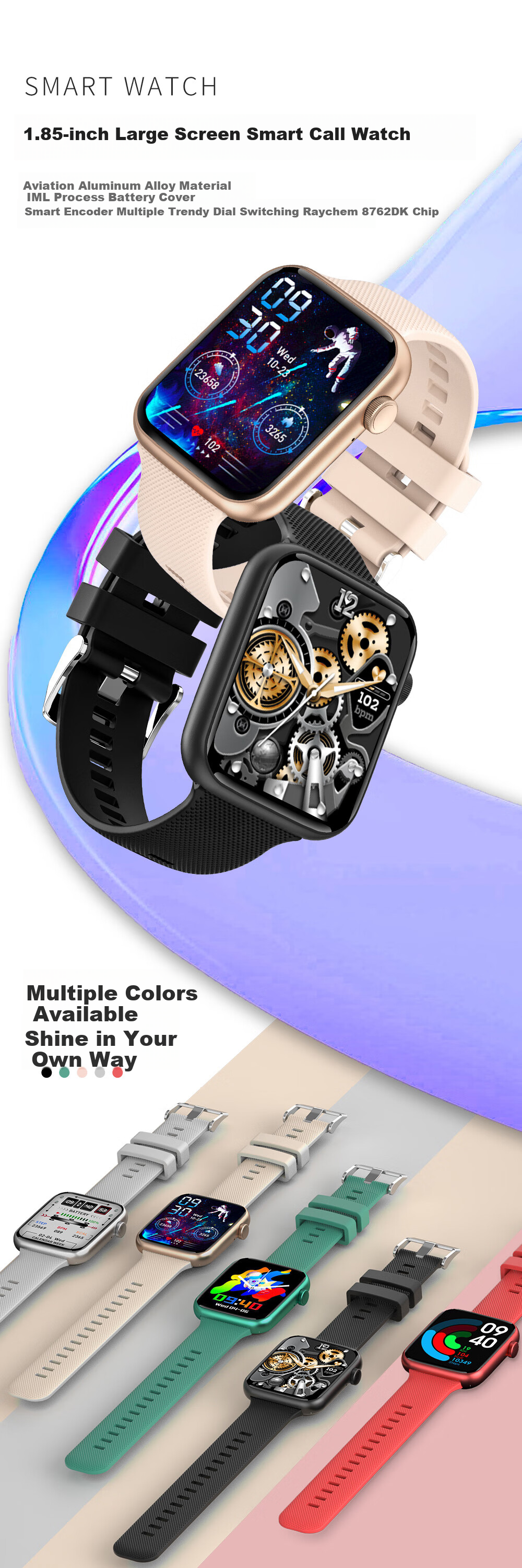 Aino Smartwatch Heart Rate Monitor Men's Sports Watch Health Call Bluetooth NFC Unisex 1