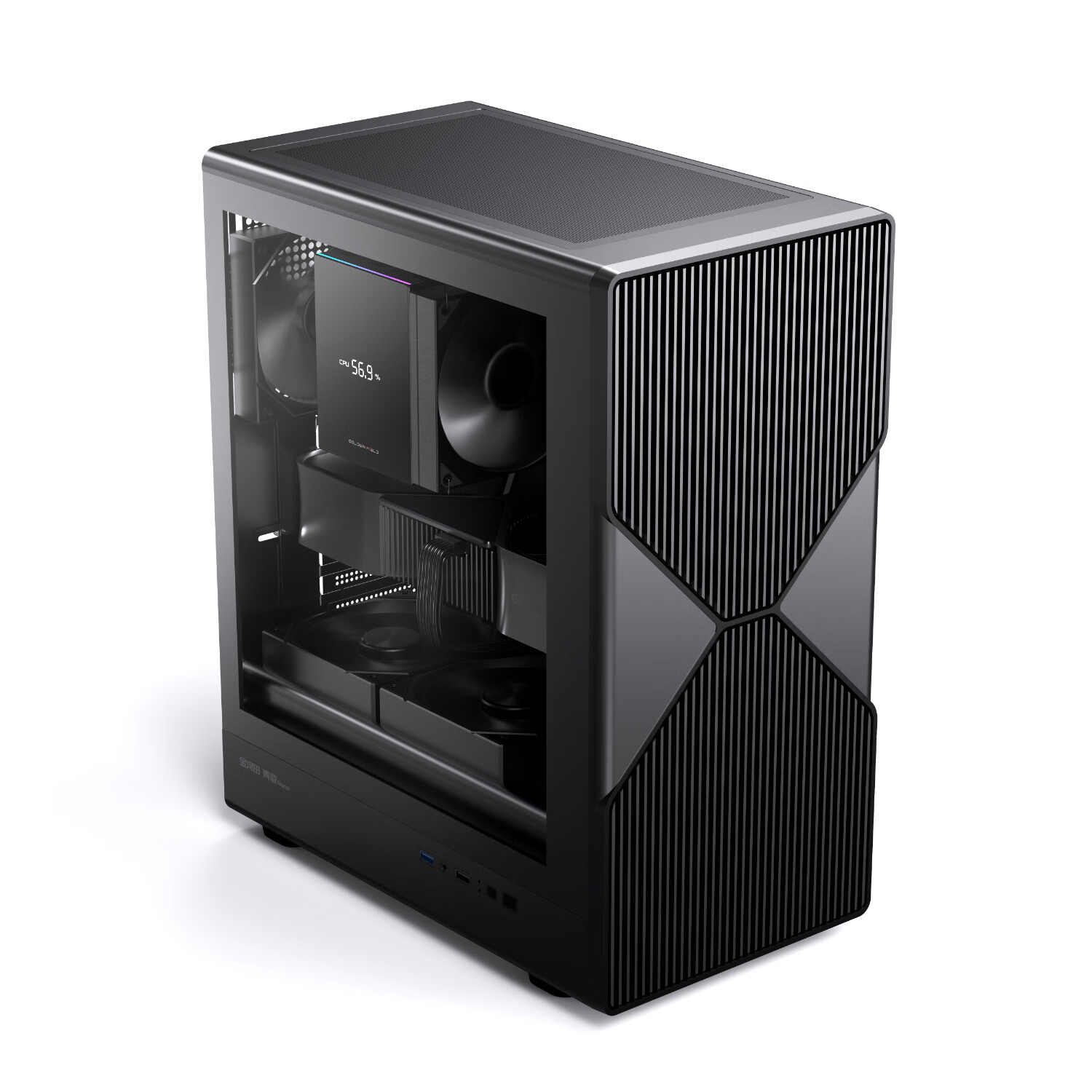 Корпус для ПК Golden Field Jianyu Qingyao NANO, ATX, черный, с окном