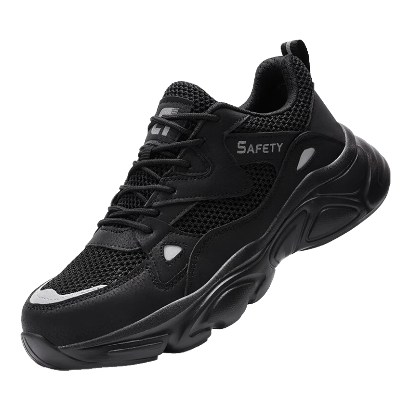 GUYISA Men's Safety Work Shoes Steel Toe Anti-Smash Anti-Puncture Lightweight Comfortable Construction Site Shoes F123BKT Size 43