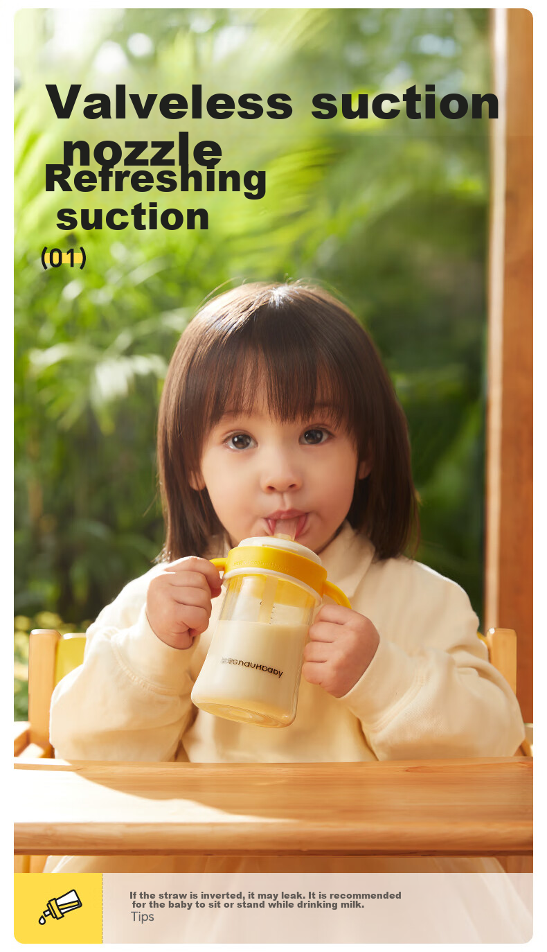 Huangchong Good Suction Learning Cup for Babies over One Year Old with Straw, Milk Bottle, Anti-Choking Direct Drinking Cup, 330ml 14